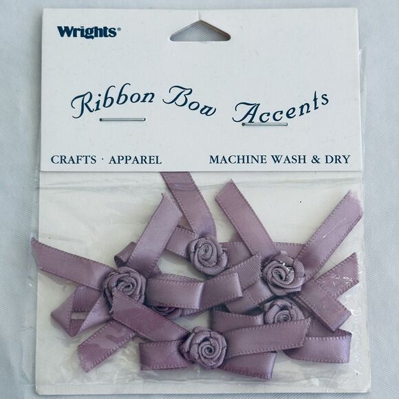 Lot of Wrights Satin Bows Small Ready Made 2" Satin Ribbon Bows Pink & Purple - Picture 4 of 6